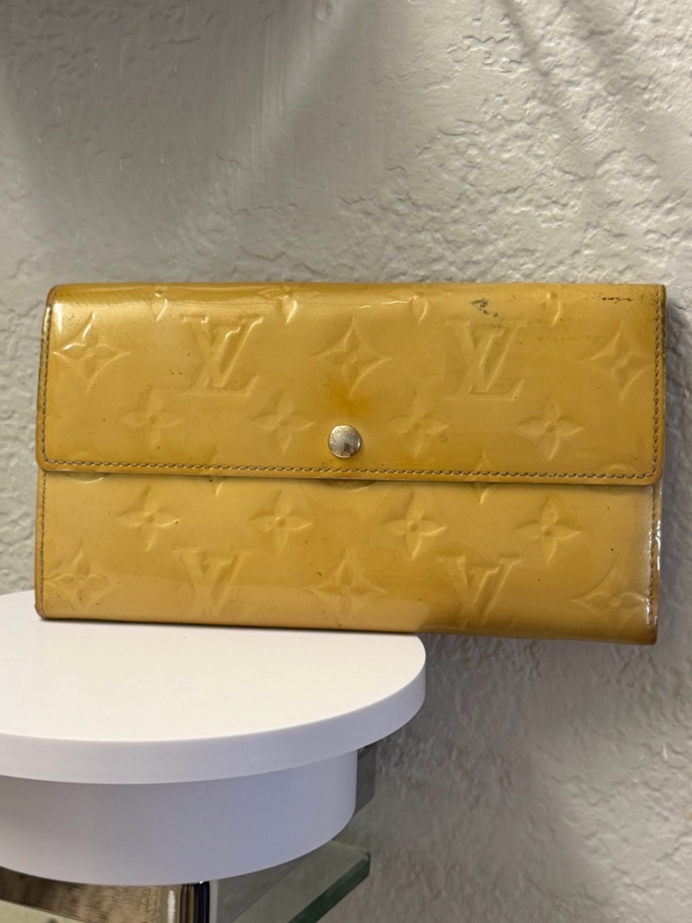 Louis Vuitton Yellow Vernis Monogram Flap Wallet
